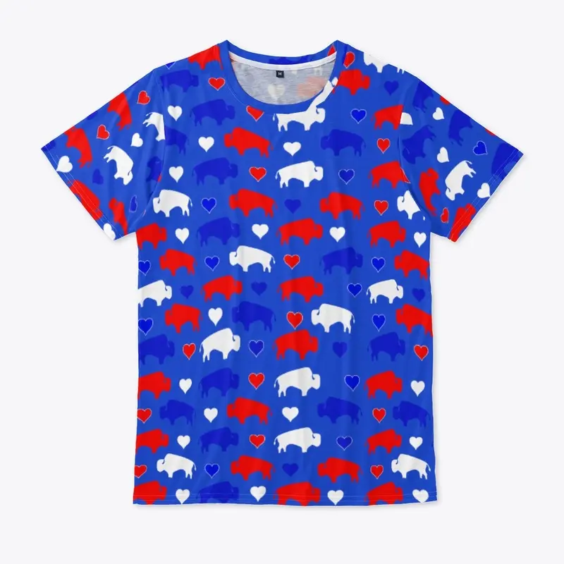 Buffalo Hearts Red White Blue